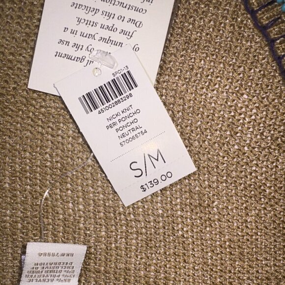 NEW NWT CHICO'S Nicki Knit Peri Poncho Beaded Size S/M - Picture 8 of 16